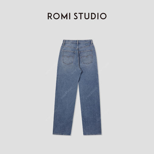 ROMI STUDIO"美式率性"棉质做旧猫须YKK拉链直筒牛仔裤RWCAXA4744  商品图1