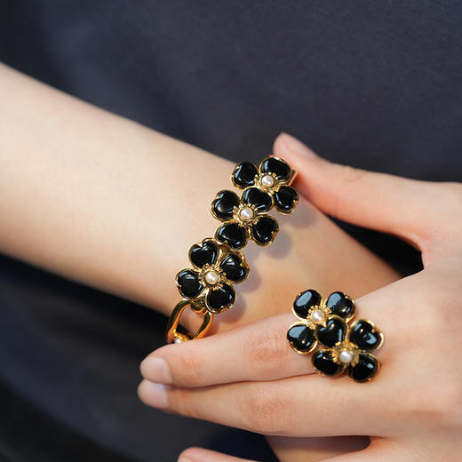 北京仓｜Goossens Paris-TREFLE-四叶草 黑色玛瑙 戒指［法国设计师］ 商品图6