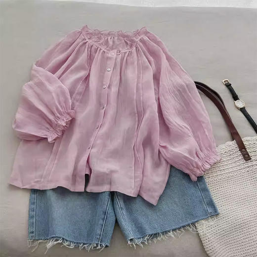 裁缝学苑AQ529苎麻木耳边七分袖衬衫纸样女装新款上衣小衫版型图纸 商品图4