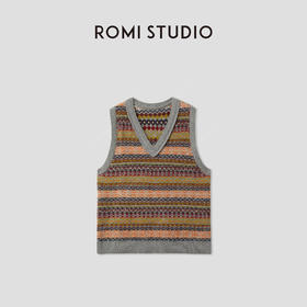 ROMI STUDIO“优雅松弛”羊毛费尔岛柔软细腻毛织背心 RWCAST5225