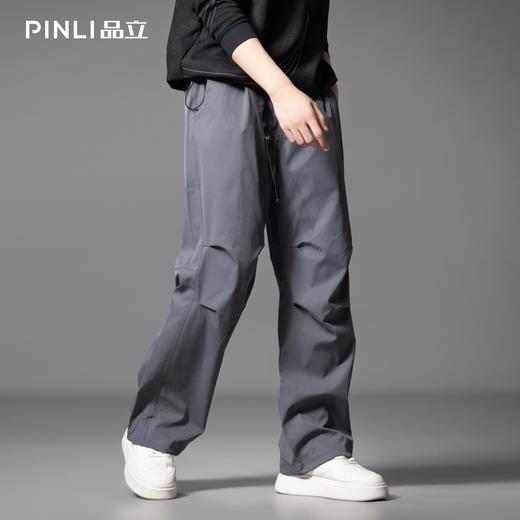 PINLI品立2025秋季新款褶皱直筒伞兵裤潮牌男士宽松百搭休闲长裤GD253117011 商品图3
