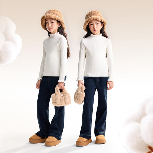 【含蚕丝/羊毛】女童中领长袖针织衫冬季新款安奈儿童装EG544562 商品图2