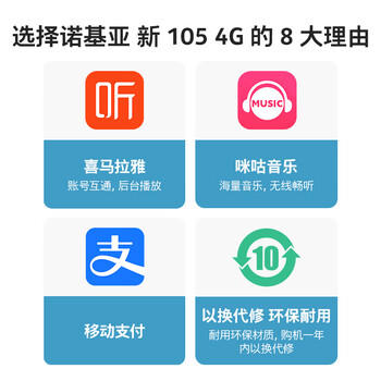 NOKIA新105 4G 全网通移动联通电信 老人老年按键直板学生儿童备用戒网手机 双卡双待  蓝色 /手机通讯 /手机 /手机 商品图4