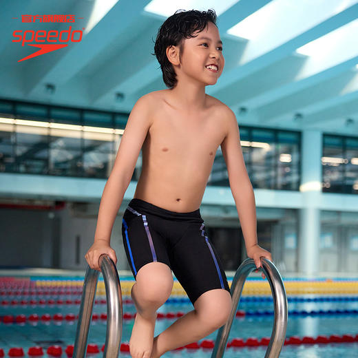 Speedo/速比涛 新升级电气矩阵黑标5.0青少年男及膝泳裤  商品图3