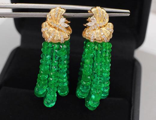 30ct算盘珠祖母绿耳坠 商品图3