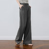 【严选】【小凉风】诗凡黎灰色直筒阔腿休闲裤松紧腰通勤百搭舒适黑色长裤7G3150921 商品缩略图0