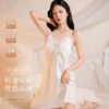 【带胸垫】夏季薄款法式浪漫冰丝缎面蕾丝吊带睡裙女性感一字美背蝴蝶扇叶睡裙 商品缩略图0