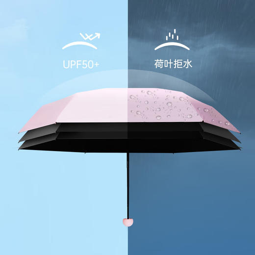 红叶 五折胶囊伞防晒防雨超轻黑胶伞 3535 商品图3