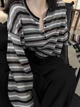 天丝麻条纹防晒