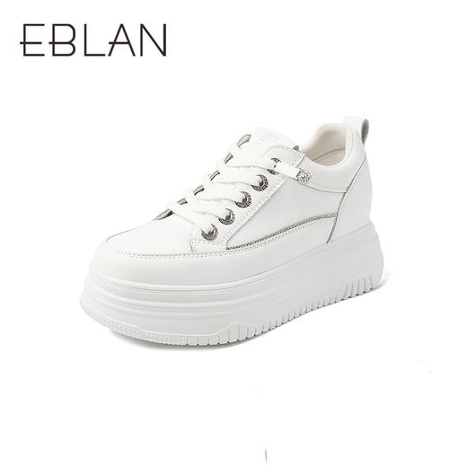 伊伴秋季经典百搭小白鞋厚底增高女鞋B25426510 商品图0