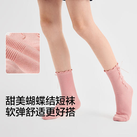 【商场同款】巴拉巴拉女童袜子秋季新品儿童短袜蝴蝶结甜美两双装 商品图3