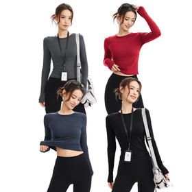 跃牌【禅语梵心】抗菌休闲运动长袖裸感收腰修身透气瑜伽T恤跑步训练健身上衣CX3399