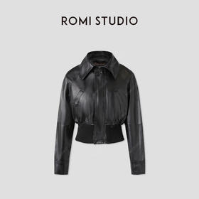 ROMI STUDIO“棕标甄选”英国进口羊皮革细腻肌理短皮衣RWCWWG5702 
