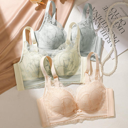 琉璃月影 文胸(VIP)【小胸聚拢 透气薄杯】性感蕾丝调整型收副乳薄款文胸 商品图7