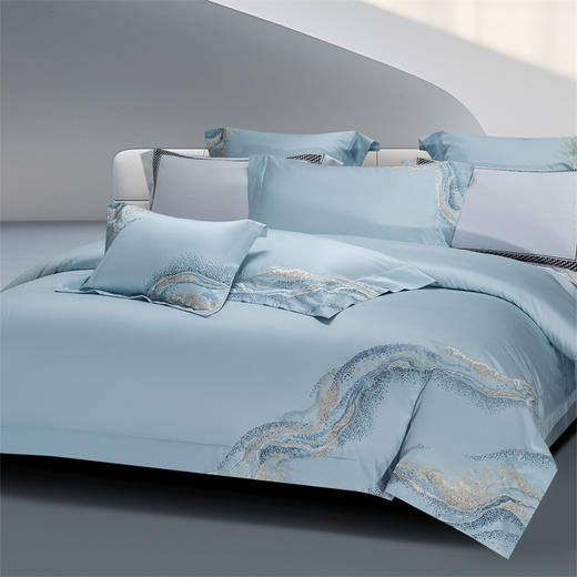 自然醒100支长绒棉高奢系列四件套新疆棉全棉纯棉刺绣被套床单高端床上用品GDS 商品图1