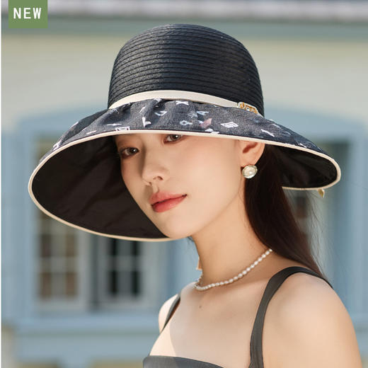 薄款透气欧根纱大沿防晒帽百搭字母遮阳帽高级感太阳帽M3392 商品图4