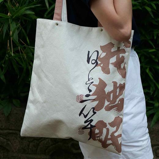 我独眠/没心情杜邦纸手提袋大容量文艺个性通勤包双面可用防水防溅文创帆布袋购物袋 商品图4