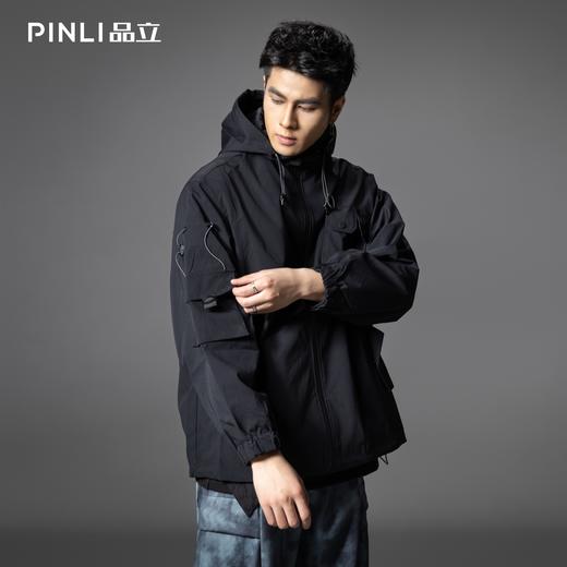 PINLI品立2025秋季新款机能风连帽夹克男士潮牌宽松休闲茄克外套GD253104004 商品图1