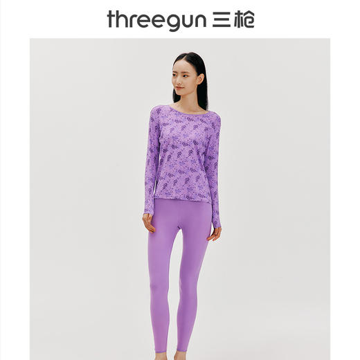 Threegun三枪 舒肤花版棉圆领长袖女士内衣套-23718D011 商品图6