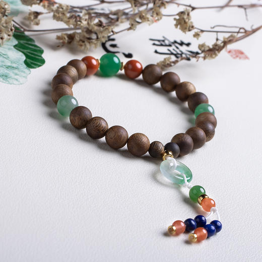 xy0528沉香+南红非洲翠手持手串 商品图1