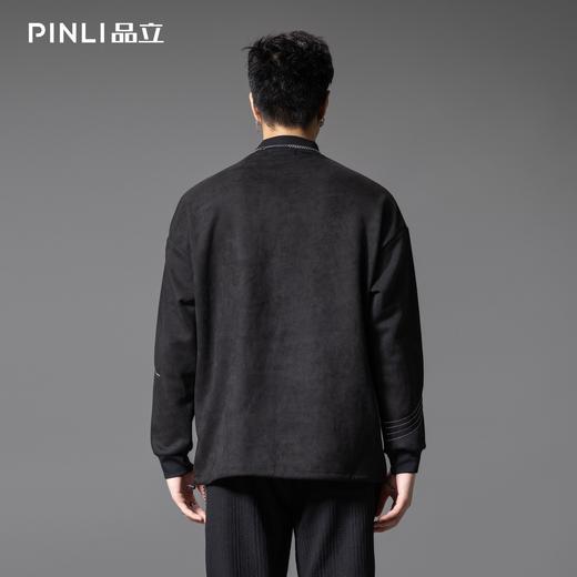 PINLI品立2025秋季新款半高领套头卫衣男嵌线设计宽松休闲上衣潮B253109012 商品图2