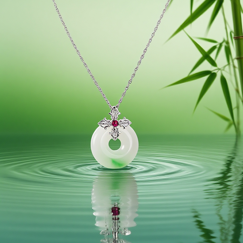 [C+Vogues系列] Pt950铂金金刚杵翡翠平安扣项坠
