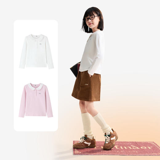 女童翻领长袖针织衫秋季新款安奈儿童装EG531537 商品图2