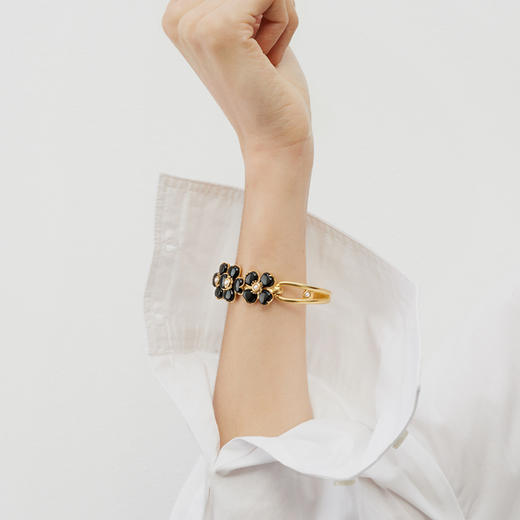 北京仓｜Goossens Paris-TREFLE-四叶草 黑色玛瑙 手镯［法国设计师］ 商品图1