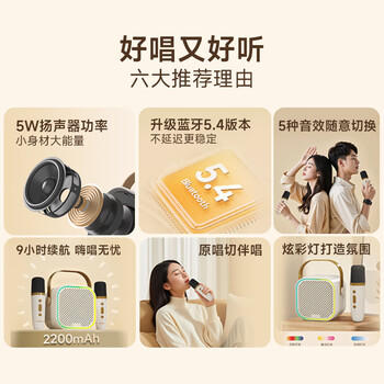 漫步者（EDIFIER）Q1C【单麦版】K歌音响 家庭KTV音箱 便携智能唱歌神器卡拉OK套装 梦幻粉 商品图6