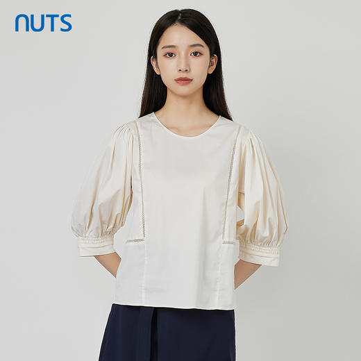 NUTS商场同款夏款时尚圆领气质宽松中袖套头衫女231012190B 商品图0