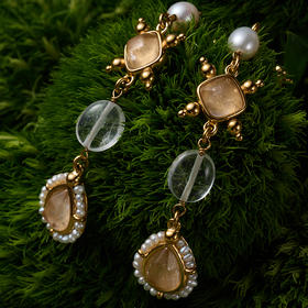 北京仓｜Goossens Paris-Venise-拜占庭 水晶 珍珠 长款耳环（原色）［法国设计师］