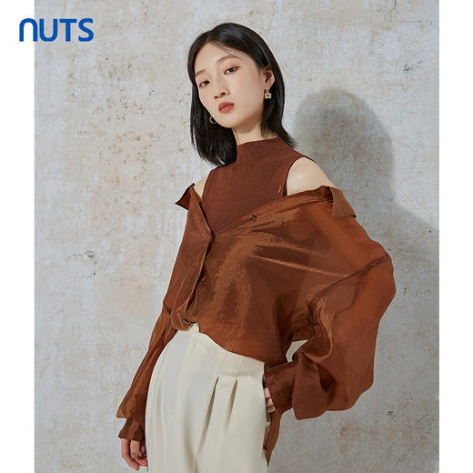 NUTS商场同款秋季时尚气质休闲百搭宽松显瘦长袖衬衫女231013061B 商品图1