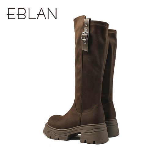 伊伴冬季显瘦弹力高跟长靴女时尚休闲鞋B25561027 商品图3