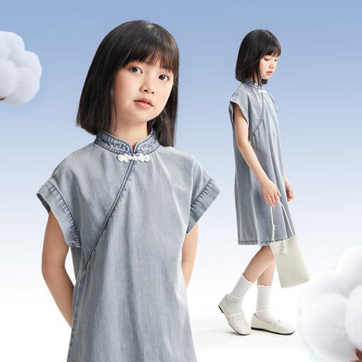 女童牛仔短袖连衣裙夏季新款安奈儿童装EG523083 商品图2