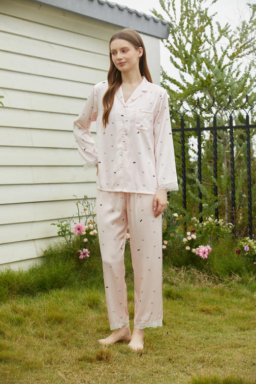 【99元限时秒杀】【秀黛】女翻领印花丝质长袖套装女春秋睡衣家居服L1551016T【门店同款】 商品图6