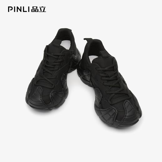 PINLI品立2025秋季新款男低帮鞋牛皮真皮网面鞋休闲运动老爹鞋潮D252121027 商品图0