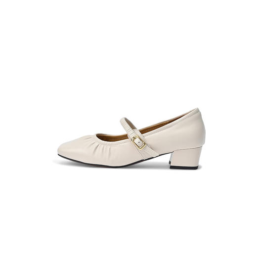 经典鲨2025秋专柜新品牛皮革复古方头气质中粗跟通勤单鞋女KD29-537051 商品图4