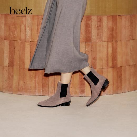 heelz设计师手工鞋履 ｜自在方头牛翻毛皮 切尔西靴 3.5 公分 商品图2