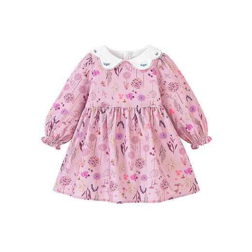 迷你巴拉女童儿童柔软宽松A摆娃娃领灯芯绒连衣裙2025秋新品 商品图4