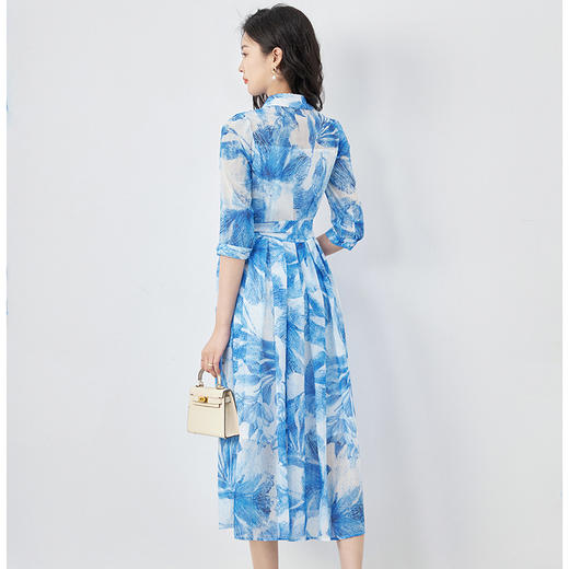 「高货wl」全新升级【铂金会员358/天猫479/差价121】(14905)洛诗琳法式气质女人味连衣裙2025早秋雪纺印花连衣裙女 商品图1