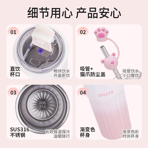 迪乐贝尔MLH9205樱花熊猫保温杯500ml 商品图4