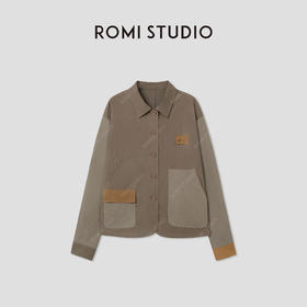 ROMI STUDIO“美式复古“不规则设计感轻薄拼色夹克外套 RWCAW64658