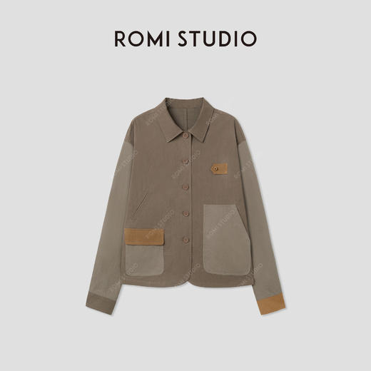 ROMI STUDIO“美式复古“不规则设计感轻薄拼色夹克外套 RWCAW64658 商品图0