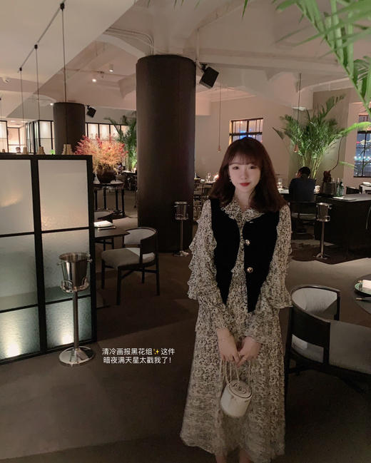 金蘑菇菇【清冷画报 黑花组】上衣/连衣裙！真丝质感烧花！ 商品图1
