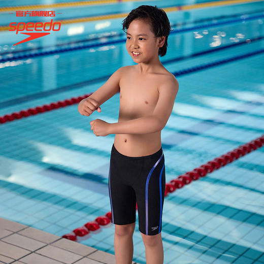 Speedo/速比涛 新升级电气矩阵黑标5.0青少年男及膝泳裤  商品图1