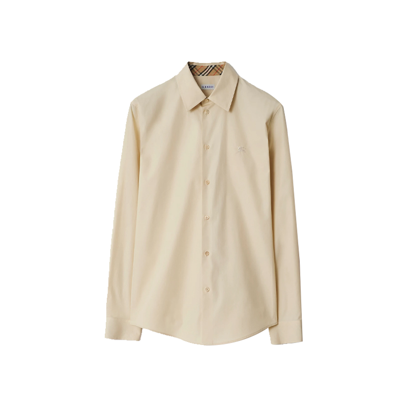 BURBERRY 巴宝莉 男士马术骑士徽标刺绣修身棉质长袖衬衫 米色 8103939 C1740
