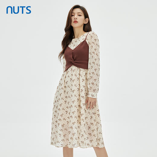 NUTS商场同款春秋季碎花气质时尚宽松长袖连衣裙两件套女331102189 商品图2