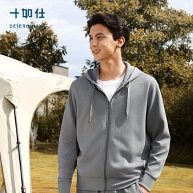 针织远红外谷波肌理拉链帽衫外套-LH01-04