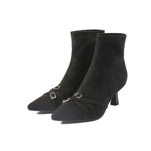 伊伴冬季百搭纯色弹力瘦瘦靴女鞋B25571106 商品图5