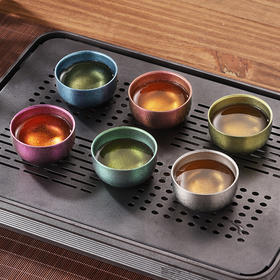 【纯钛茶杯】纯钛茶杯主人杯双层品茗中式家用功夫喝茶具小单建盏旅行套装合金